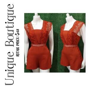 Topshop Ruby Red Lace Romper Size Small